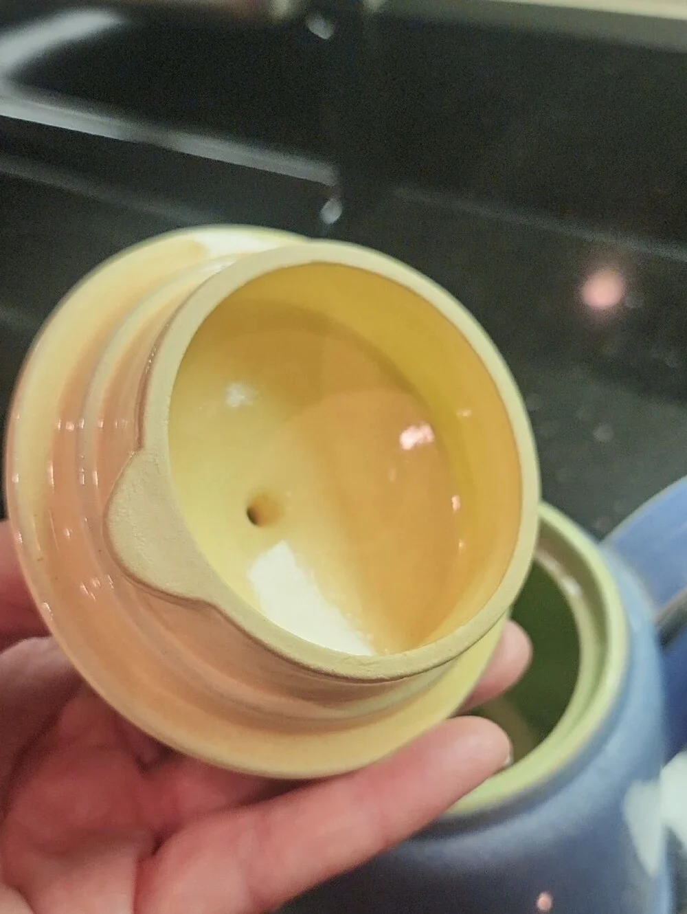 Denby Blue Teapot with Yellow Lid